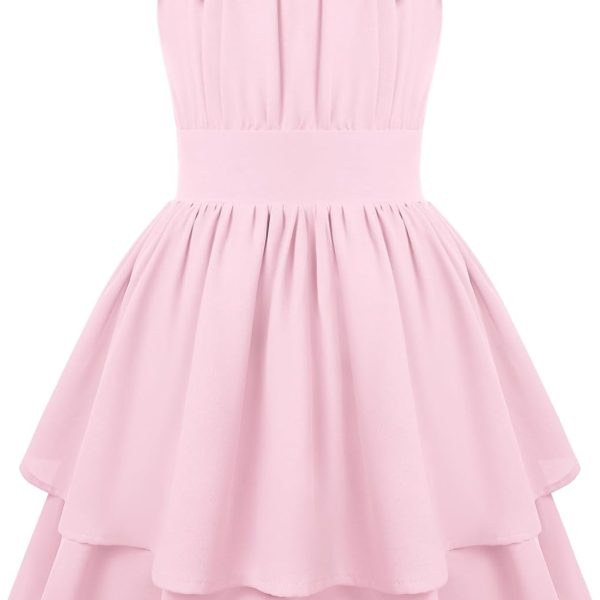 Girls Summer Spaghetti Strap Dress Teen Easter Formal Dance Cami Sundress Smocked Back Dresses 7-14 Years