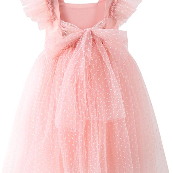 Toddler Girls Vintage Party Dress Ruffled Sleeve A-Line Tulle Flower Girl Dresses for Wedding,Birthday