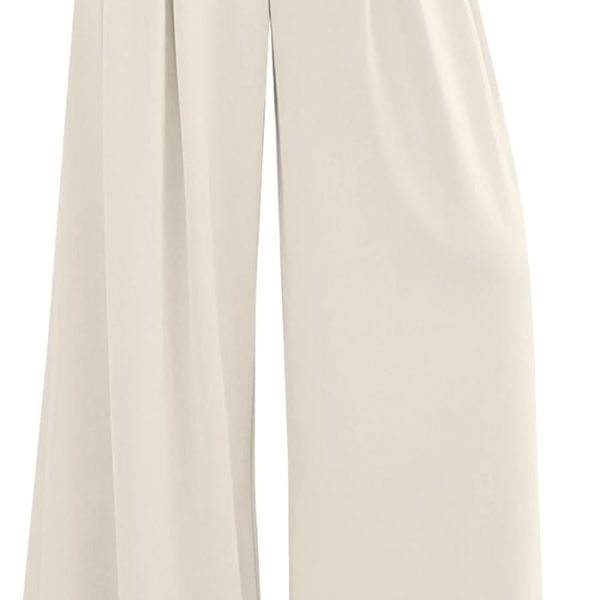 Womens Wide Leg Trousers 2026 Elastic High Waisted Dress Pants Pleated Slacks Flowy Business Work Palazzo Pants