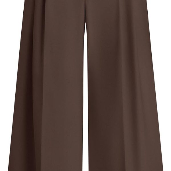 Womens Spring Wide Leg Palazzo Pants 2026 Trendy Loose Button High Waist Pleated Work Business Casual Trousers