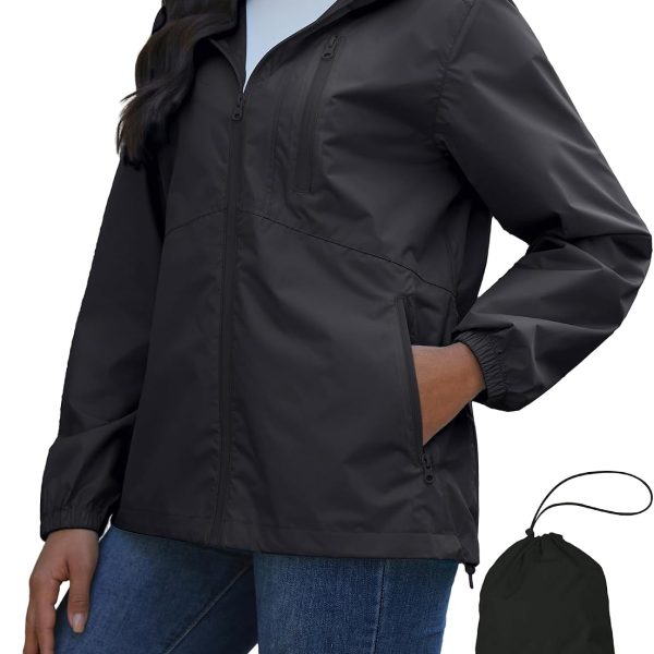 Lightweight Rain Jacket Women Packable Wind Breaker Light Rain Jacket Women Waterproof Travel Raincoat S-XXL