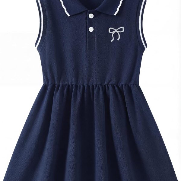 Girls Summer Dress Little Girl Clothes Sporty Polo Dresses Toddler Kids Causal Sleeveless Outfits 4-12Y